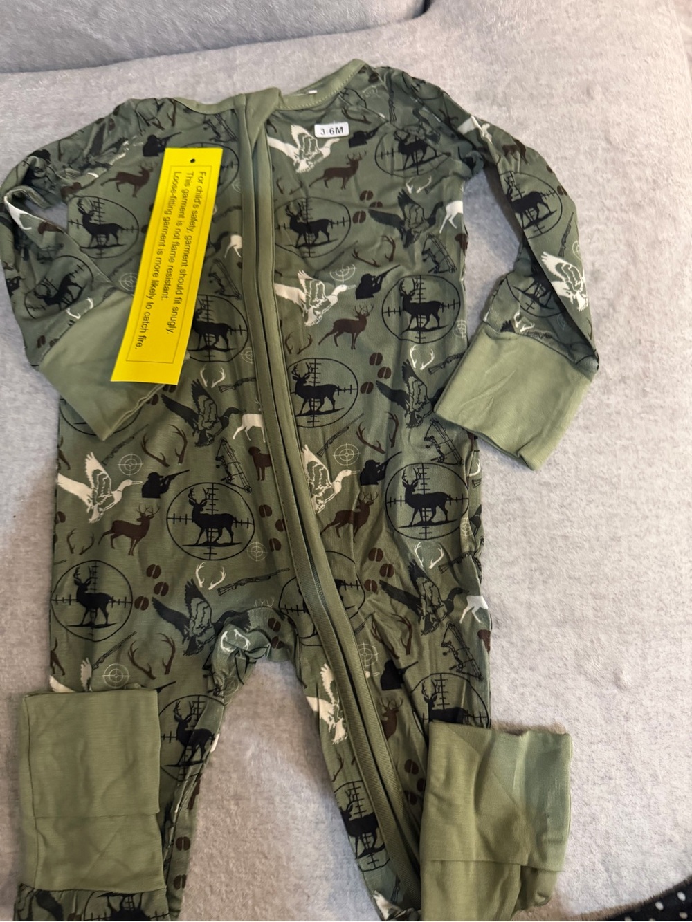 Baby Green Camo Animal Print One-Piece Zipper Romper